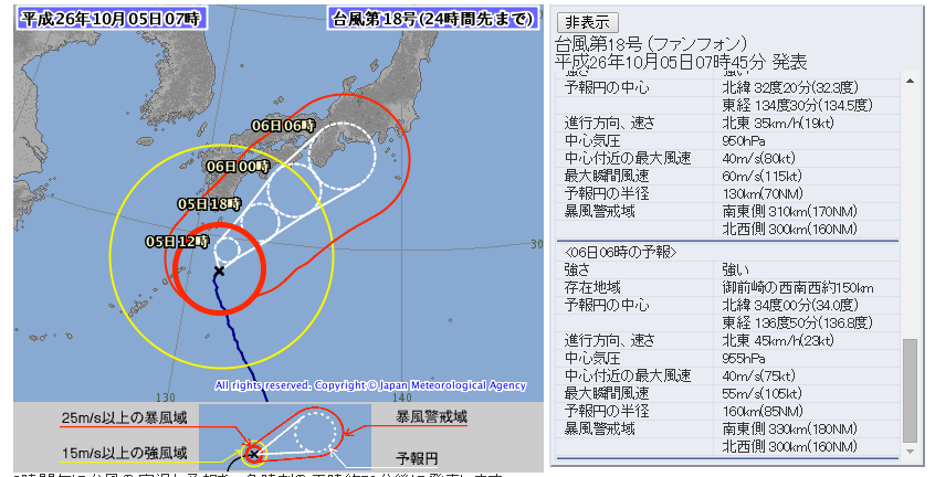 台風18号がくるようだ(1)