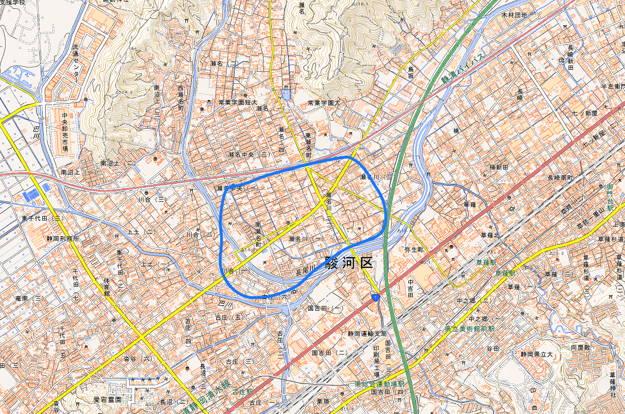 静岡市清水区の内水氾濫