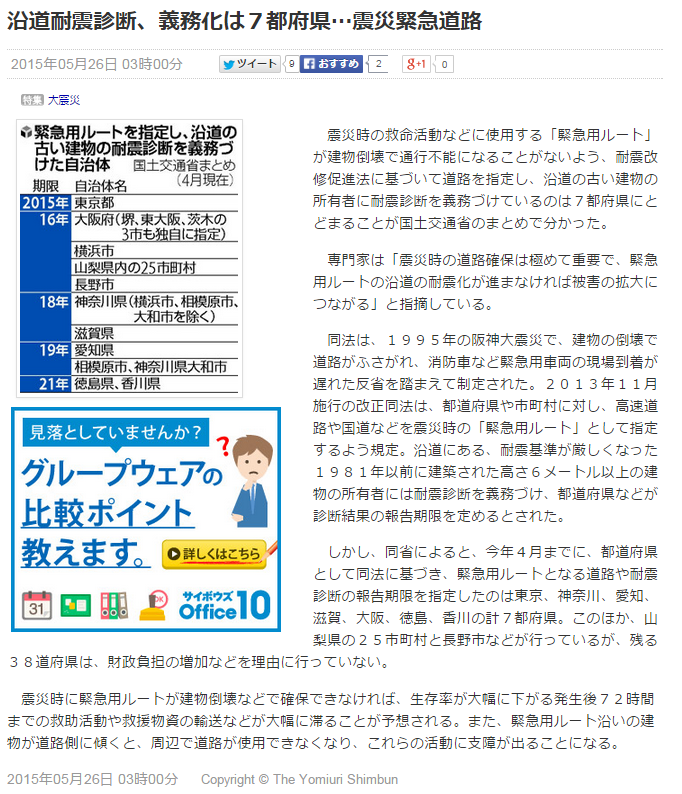 愛知県にも沿道耐震診断義務化来た
