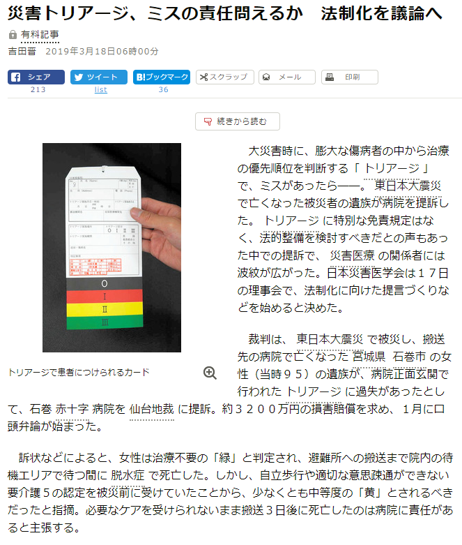 超非常時の災害トリアージ結果を平常時に評価すること自体おかしいのだが・・・